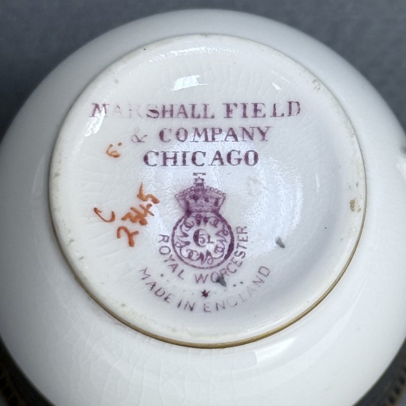 Чашка с блюдцем для кофе в стиле Артдеко Роял Вустер - Marshall Field &Co Англия-США 1920 гг. (д)