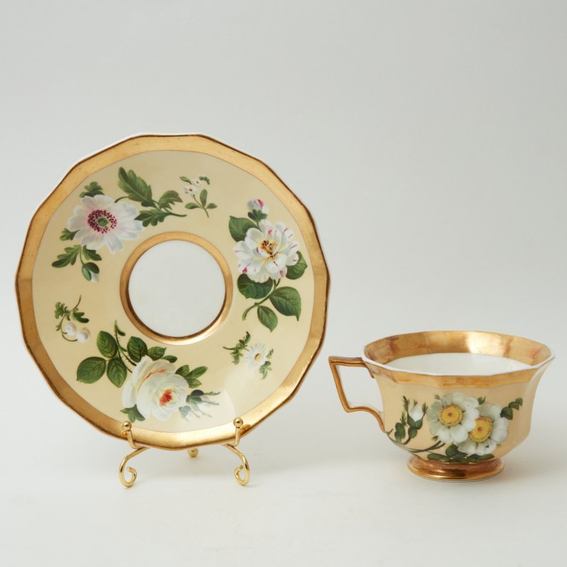 Чайная пара лимонное крытье Spode 1820-1870