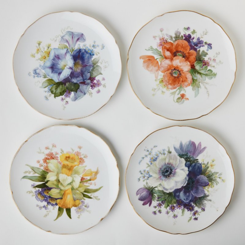 Тарелки, набор 4 шт, роспись