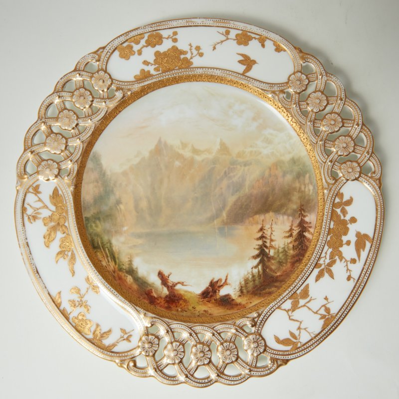 Тарелка с пейзажем Coalport 1875-1881гг BLUMLIS ALPS