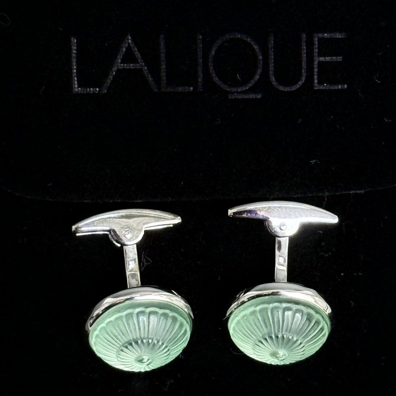 Запонки с палладиевой отделкой и гранёным хрусталём цвета лагуна 2024-2025 г