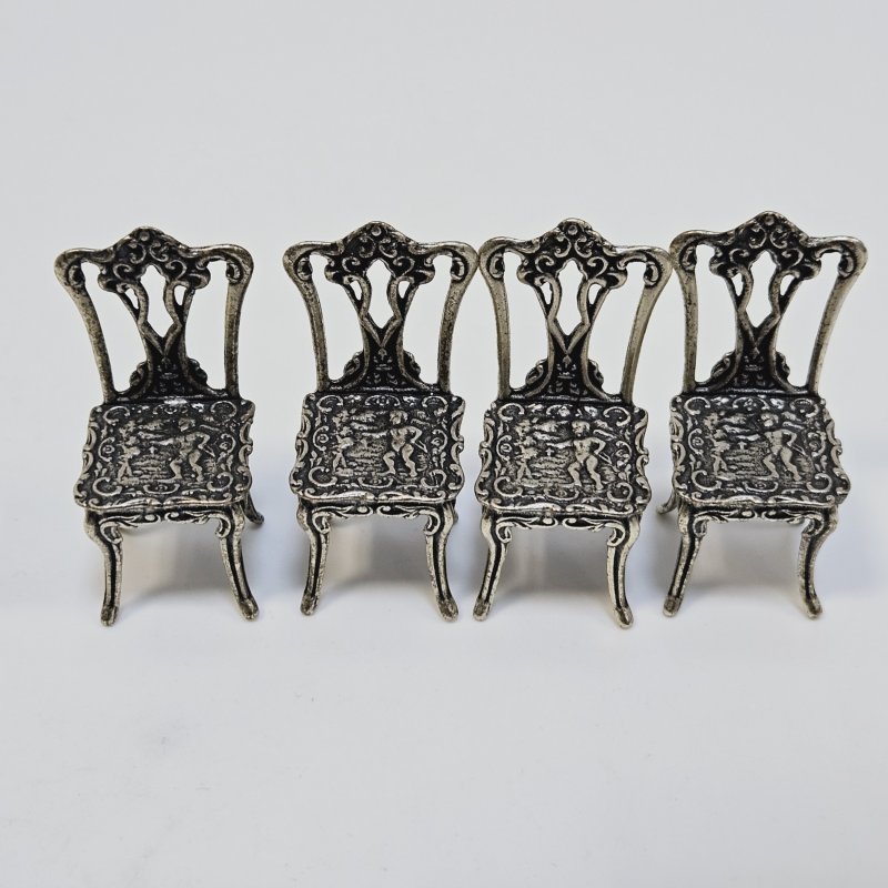 Миниатюра набор стол и 4 стула серебро 835 проба Швеция 86,9г 20 век