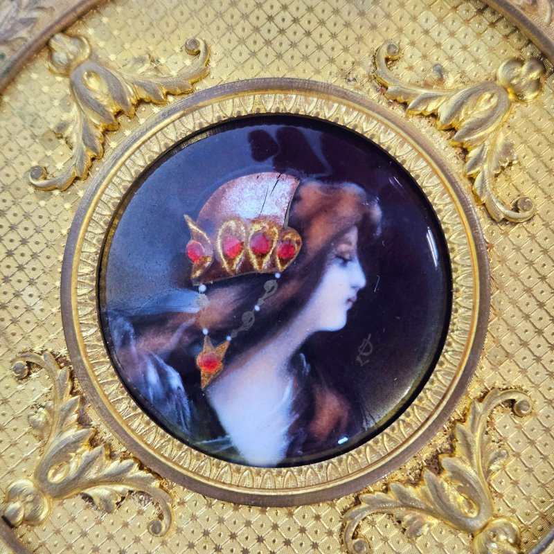 Зеркало вставка  с лиможскрй эмалью  Франция 1900 г
