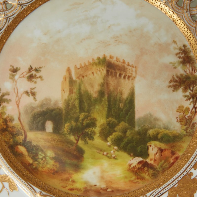 Тарелка с пейзажем Coalport 1875-1881гг DLARNEY CASTLE