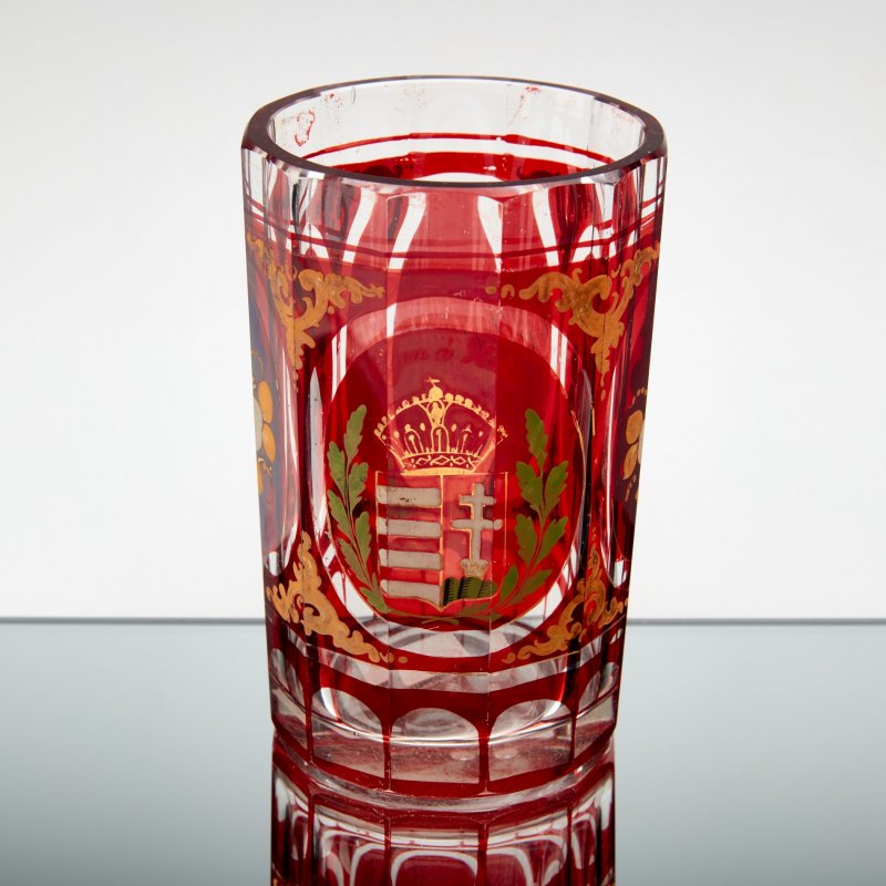 Австро-Венгрия. Старинный стакан из цветного стекла ручной работы