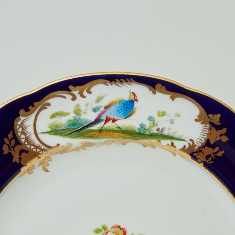 Тарелка кобальтовый борт с птицами Minton 1912-1950