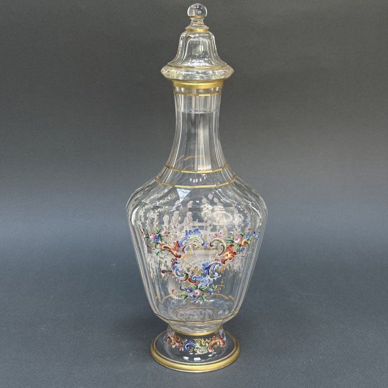 Графин стекло с росписью цветными эмалями Австрия 1900 г 