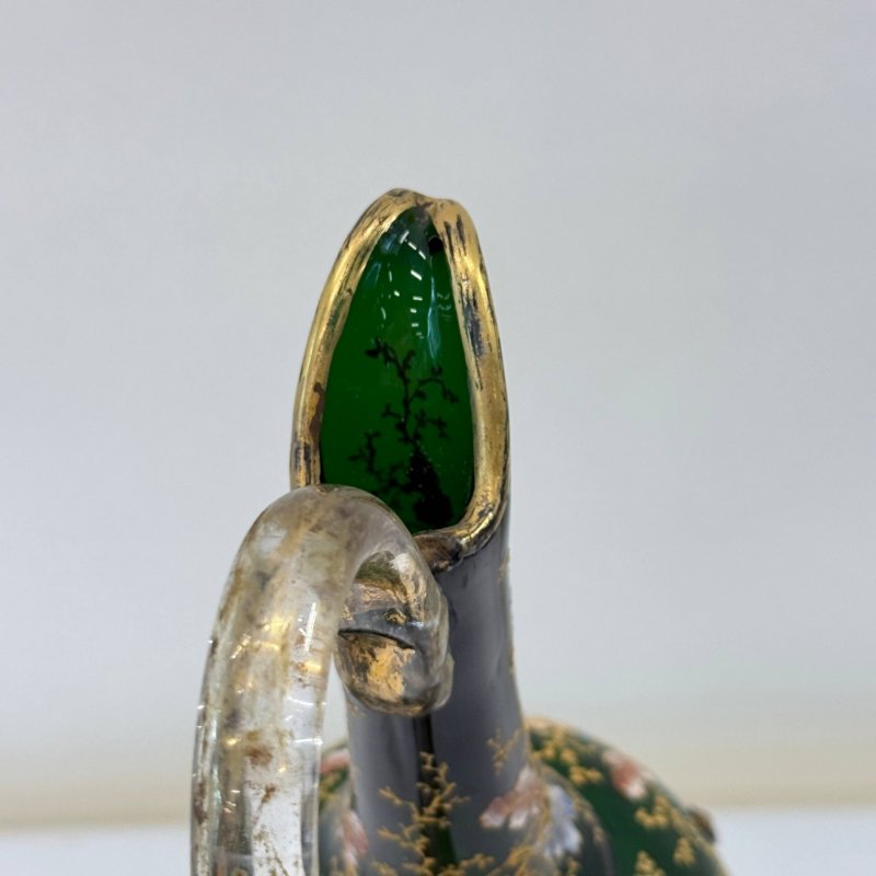 Кувшин зеленого стекла с эмалями Moser