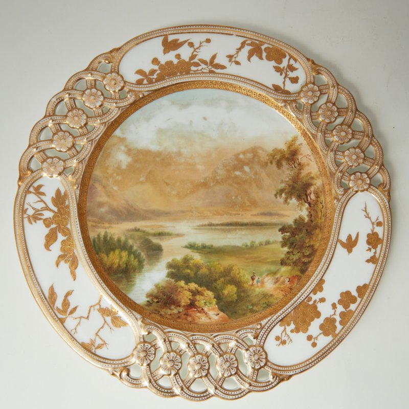 Тарелка с пейзажем Coalport 1875-1881 LOCH LOMOND