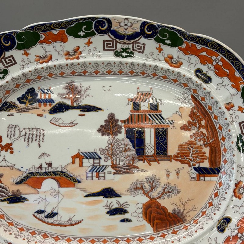 Большое старинное блюдо , Masons , Англия 1815-1820 г , ironstone масса . 