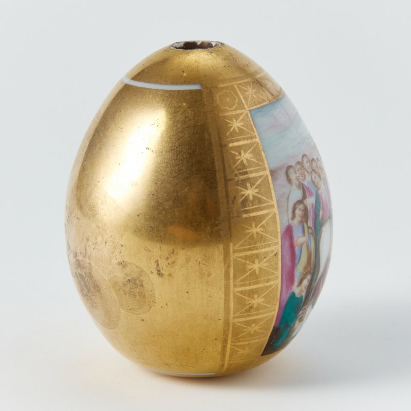 Фарфоровое пасхальное яйцо «Вход Господень в Иерусалим» с ручной росписью 