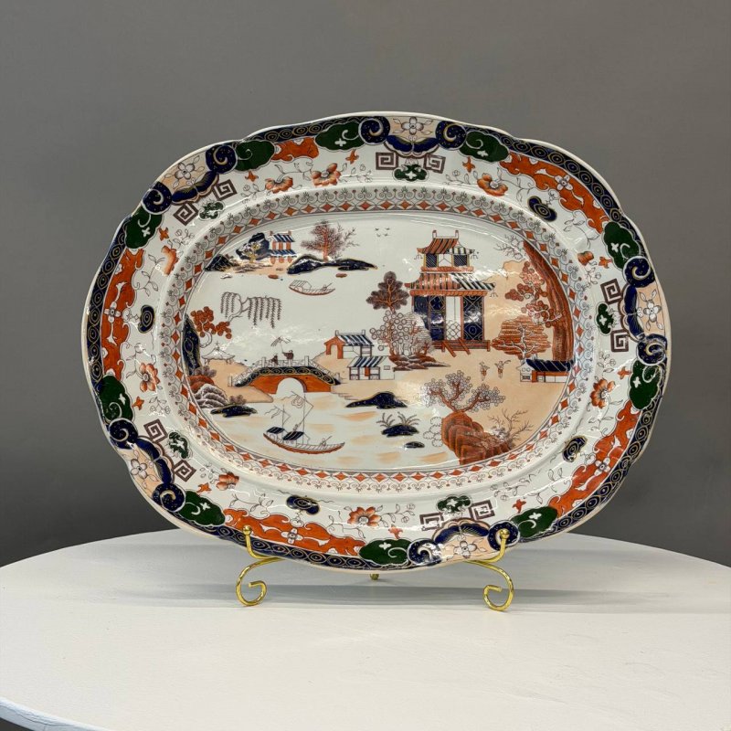 Большое старинное блюдо , Masons , Англия 1815-1820 г , ironstone масса . 