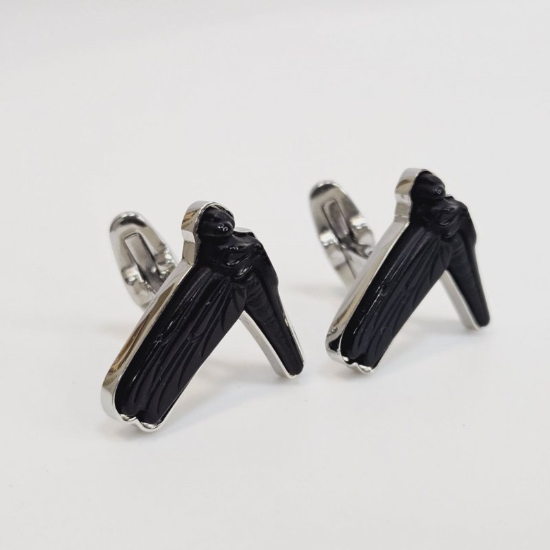 Запонки черная стрекоза Lalique
